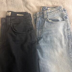 Cotton On blue black super baggy Jeans two pairs